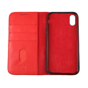 iPhone X/XS Plånboksfodral Läder Rvelon - Röd