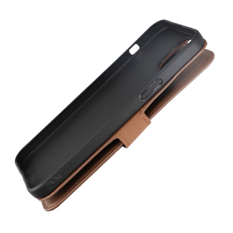 iPhone 15 Plus Plånboksfodral Läder Rvelon - Brun