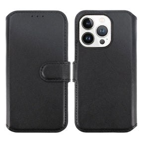 iPhone 15 Pro Max Plånboksfodral Läder Rvelon - Svart