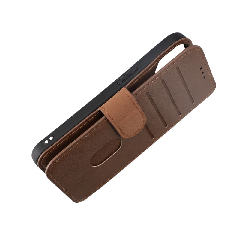 iPhone 15 Plånboksfodral Läder Rvelon - Brun