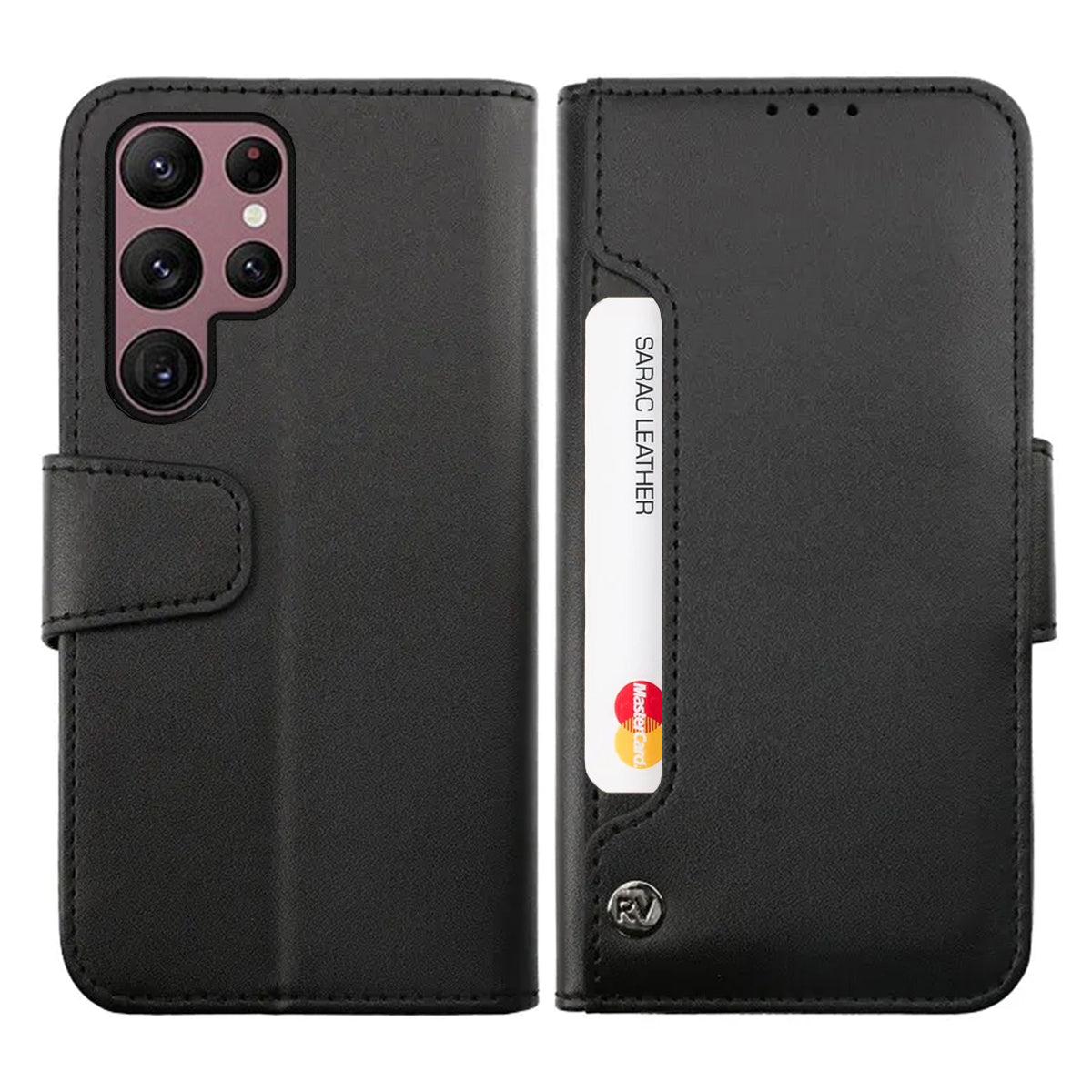 Samsung Galaxy S23 Ultra Plånboksfodral Extra Kortfack Rvelon - Svart