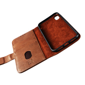 iPhone X/XS Plånboksfodral Låder Rvelon - Brun