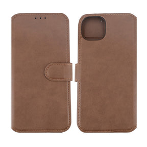 iPhone 15 Plus Plånboksfodral Läder Rvelon - Brun
