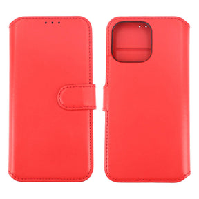 iPhone 15 Pro Max Plånboksfodral Läder Rvelon - Röd