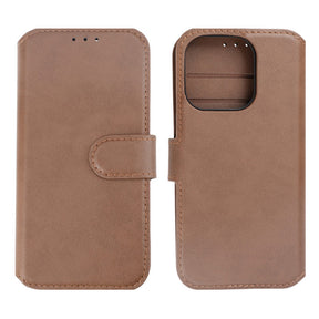 iPhone 15 Pro Plånboksfodral Läder Rvelon - Brun