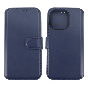 iPhone 15 Pro Plånboksfodral Läder Rvelon - Blå