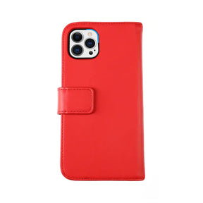 iPhone 13 Pro Plånboksfodral Läder Rvelon - Röd