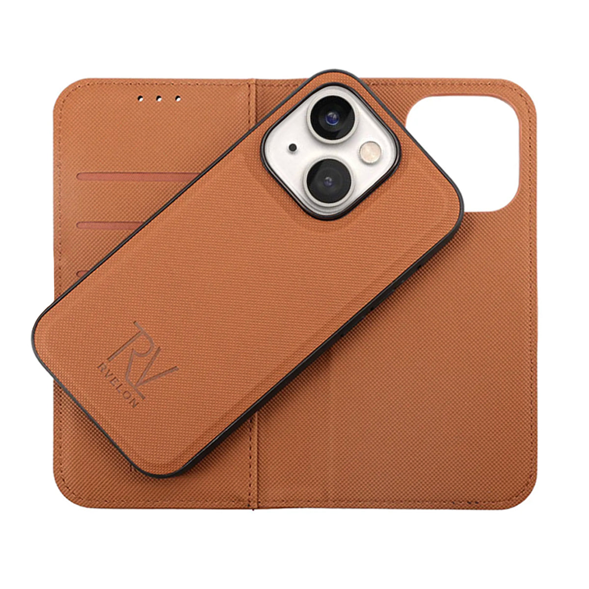 iPhone 14 Plus Plånboksfodral Magnet Rvelon - Brun