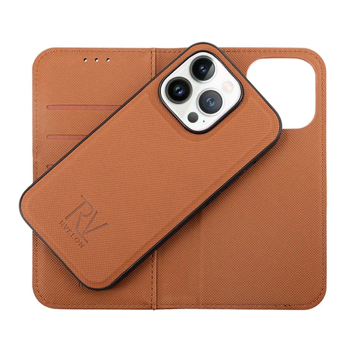 iPhone 14 Pro Max Plånboksfodral Magnet Rvelon - Brun