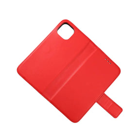 iPhone 12/12 Pro Plånboksfodral Läder Rvelon - Röd