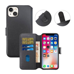 iPhone 15 Plus Plånboksfodral Läder Rvelon - Svart