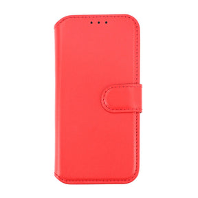 iPhone 15 Pro Plånboksfodral Läder Rvelon - Röd