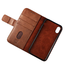 iPhone X/XS Plånboksfodral Låder Rvelon - Brun