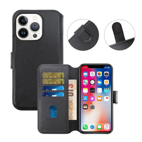 iPhone 15 Pro Max Plånboksfodral Läder Rvelon - Svart