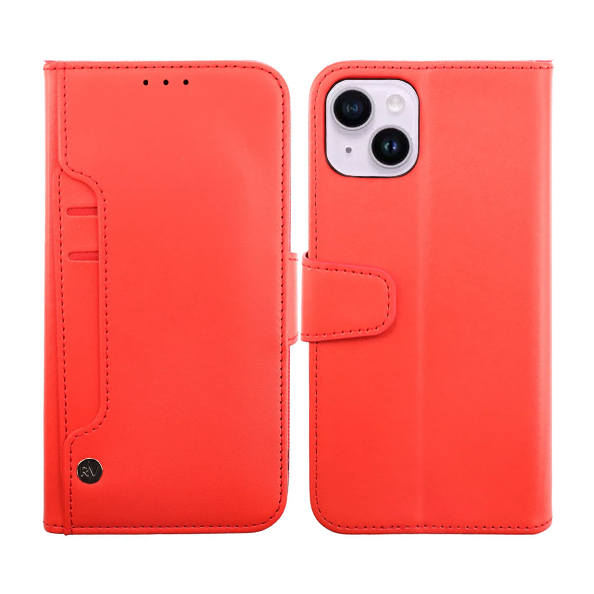 iPhone 14 Plus Plånboksfodral Extra Kortfack Rvelon - Röd