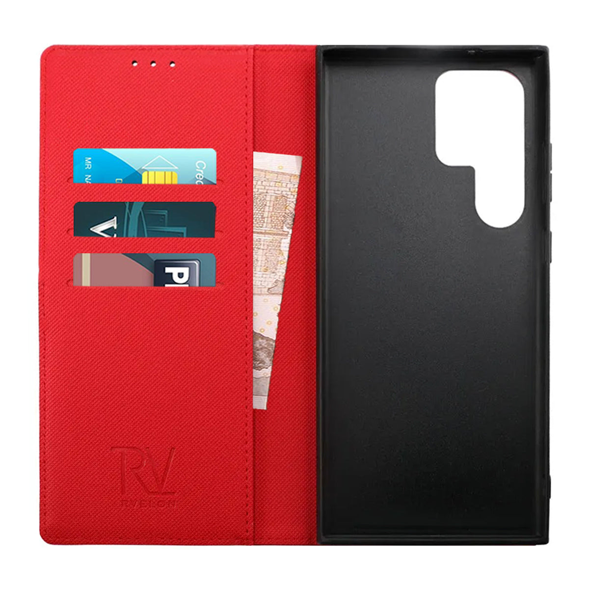 Samsung Galaxy S23 Ultra Plånboksfodral Magnet Rvelon - Röd