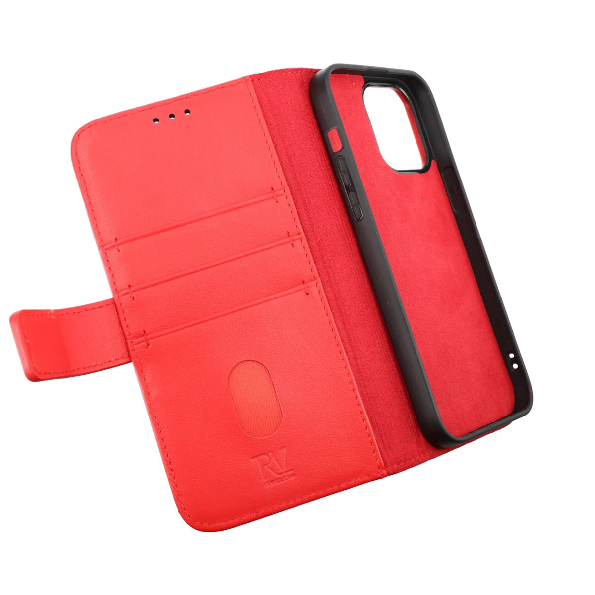 iPhone 14 Plånboksfodral Läder Rvelon - Röd