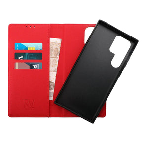 Samsung Galaxy S23 Ultra Plånboksfodral Magnet Rvelon - Röd