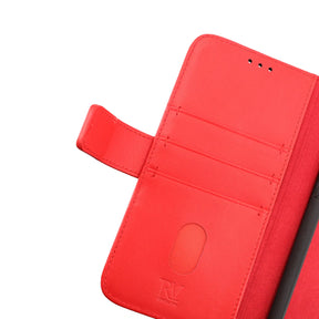 iPhone 14 Plånboksfodral Läder Rvelon - Röd