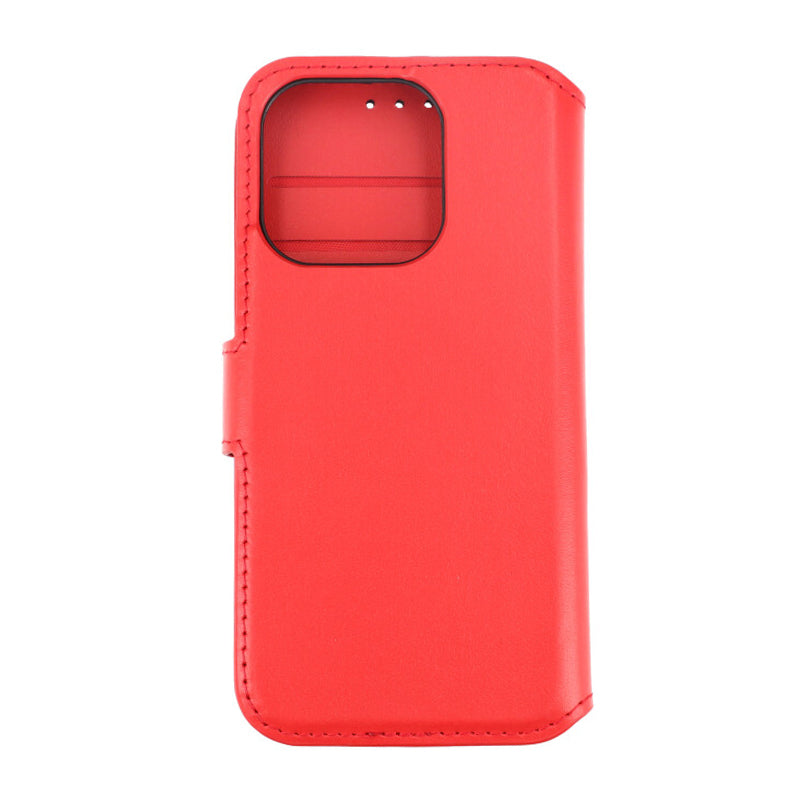 iPhone 15 Pro Plånboksfodral Läder Rvelon - Röd