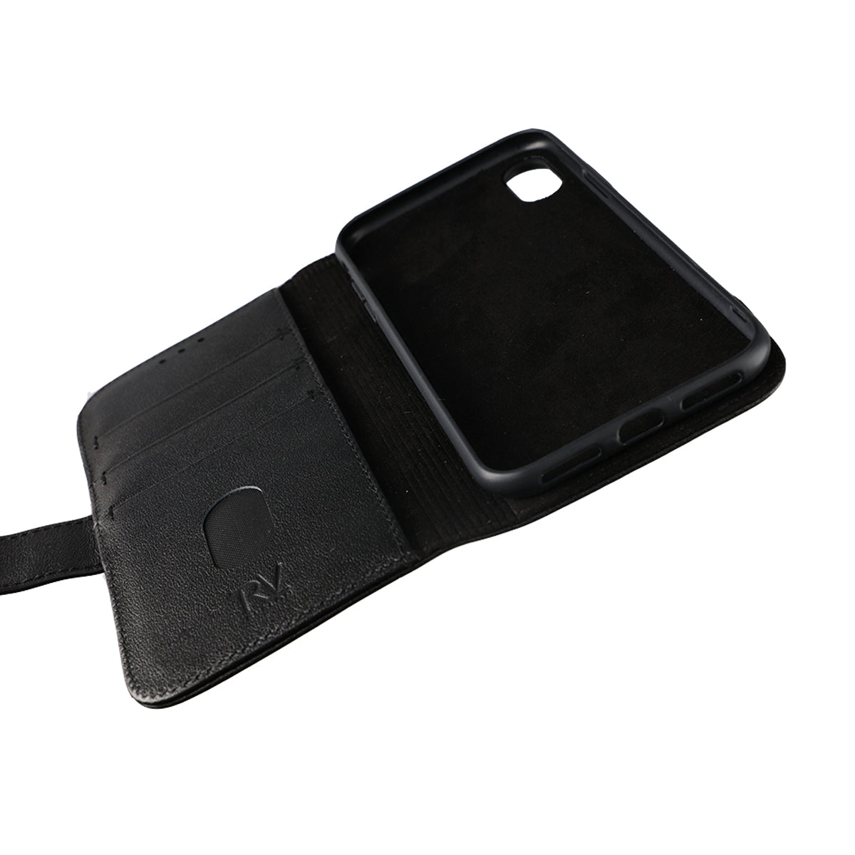 iPhone X/XS Plånboksfodral Läder Rvelon - Svart