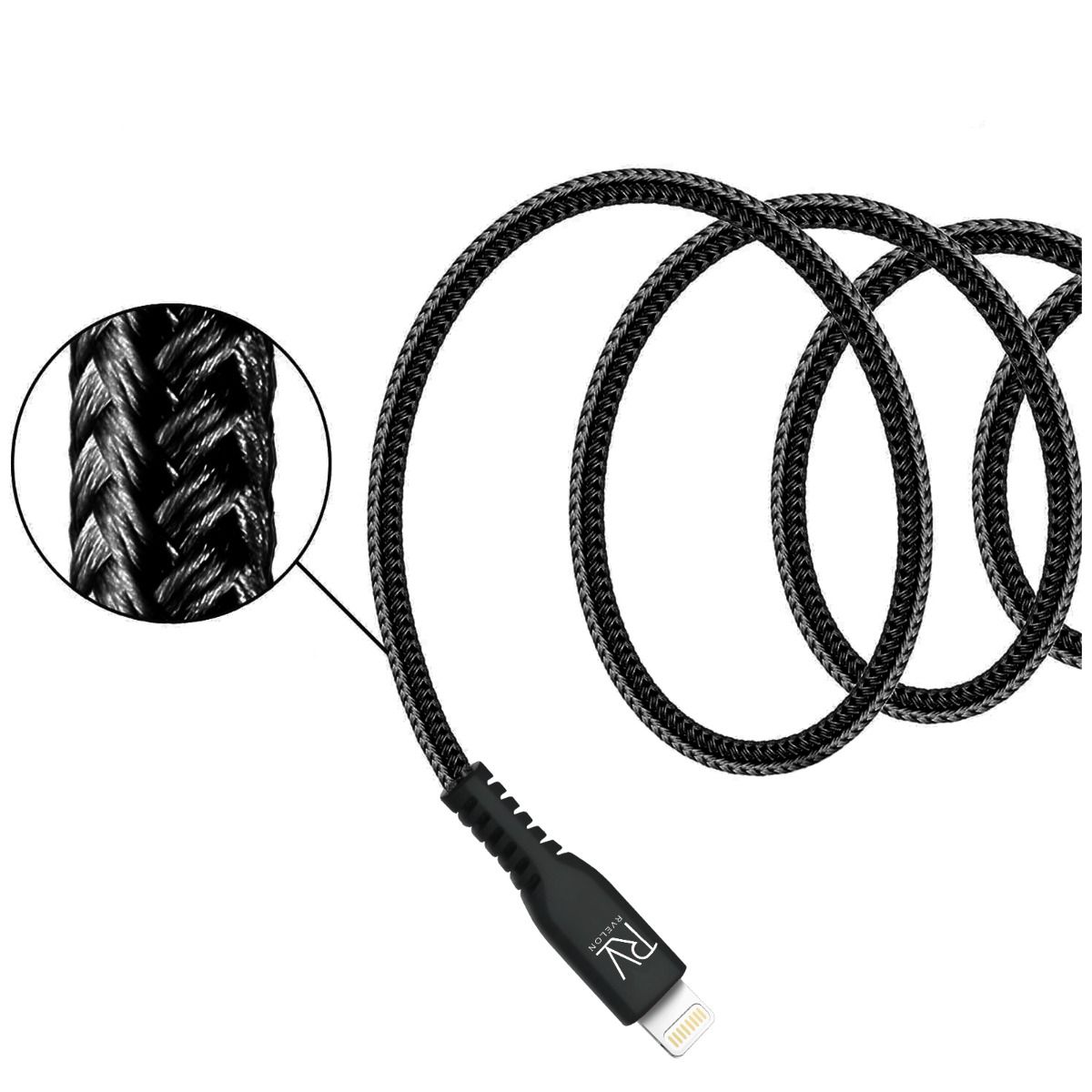 Rvelon USB-C till Lightning Kabel Flätad 1m