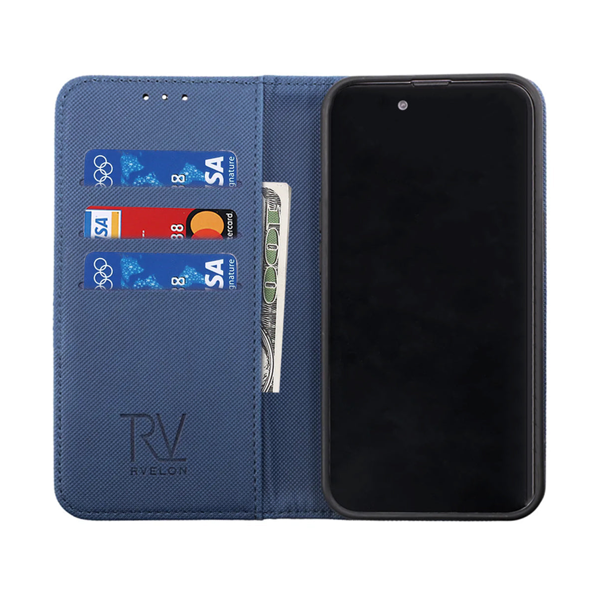 iPhone 14 Plånboksfodral Extra Kortfack Rvelon - Blå