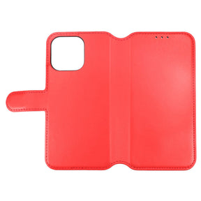 iPhone 15 Pro Max Plånboksfodral Läder Rvelon - Röd