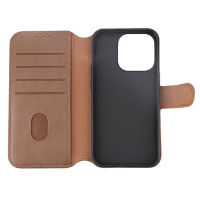 iPhone 15 Pro Plånboksfodral Läder Rvelon - Brun
