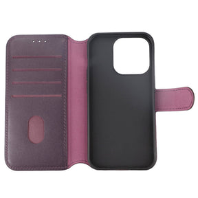 iPhone 15 Pro Plånboksfodral Läder Rvelon - Lila