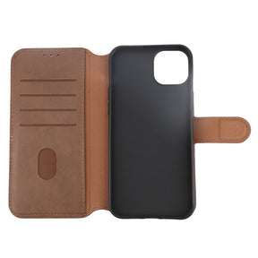 iPhone 15 Plus Plånboksfodral Läder Rvelon - Brun