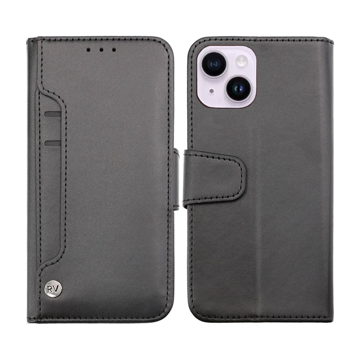 iPhone 14 Plånboksfodral Extra Kortfack Rvelon - Svart