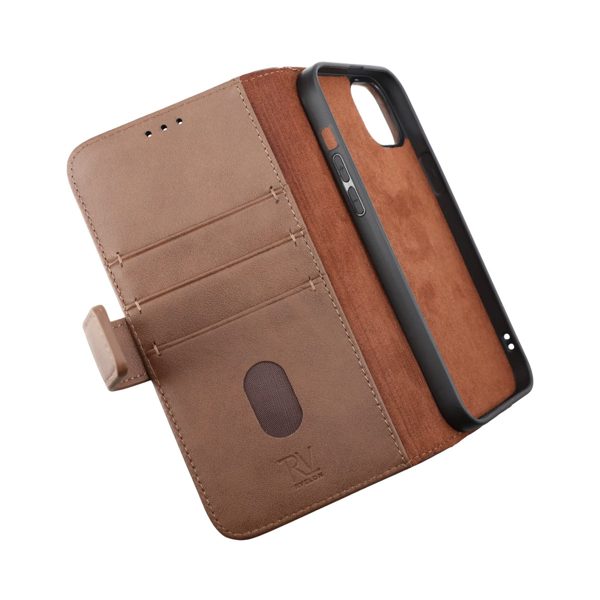iPhone 14 Plus Plånboksfodral Läder Rvelon - Brun