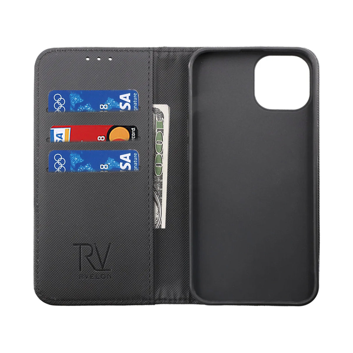iPhone 14 Plånboksfodral Extra Kortfack Rvelon - Svart