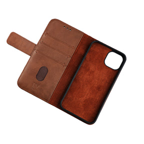 iPhone 13 Pro Plånboksfodral Läder Rvelon - Brun