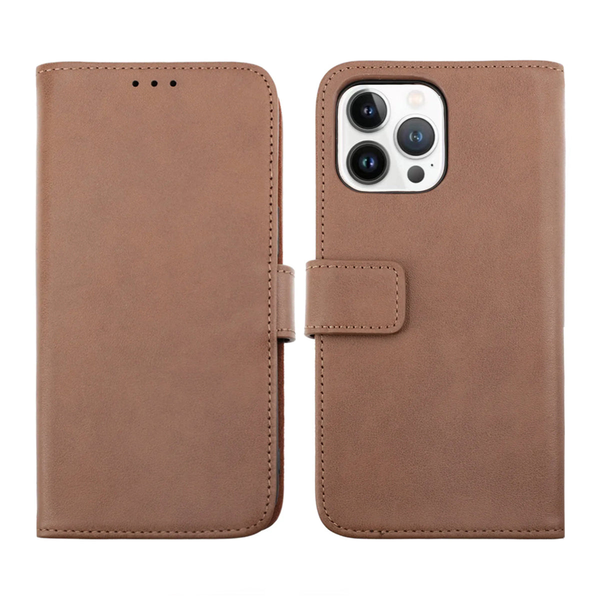 iPhone 14 Pro Plånboksfodral Läder Rvelon - Brun
