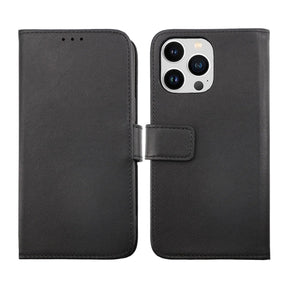 iPhone 14 Pro Max Plånboksfodral Läder Rvelon - Svart