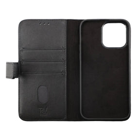 iPhone 14 Plånboksfodral Läder Rvelon - Svart
