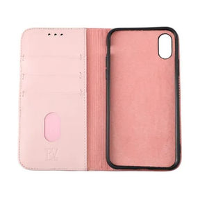 iPhone X/XS Plånboksfodral Läder Rvelon - Rosa
