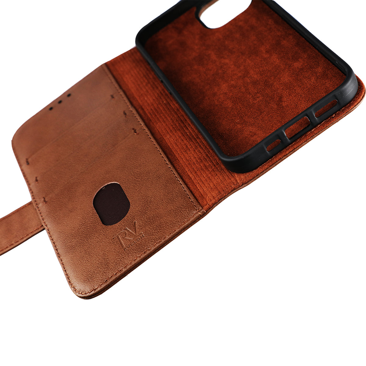 iPhone 12 Pro Max Plånboksfodral Läder Rvelon - Brun