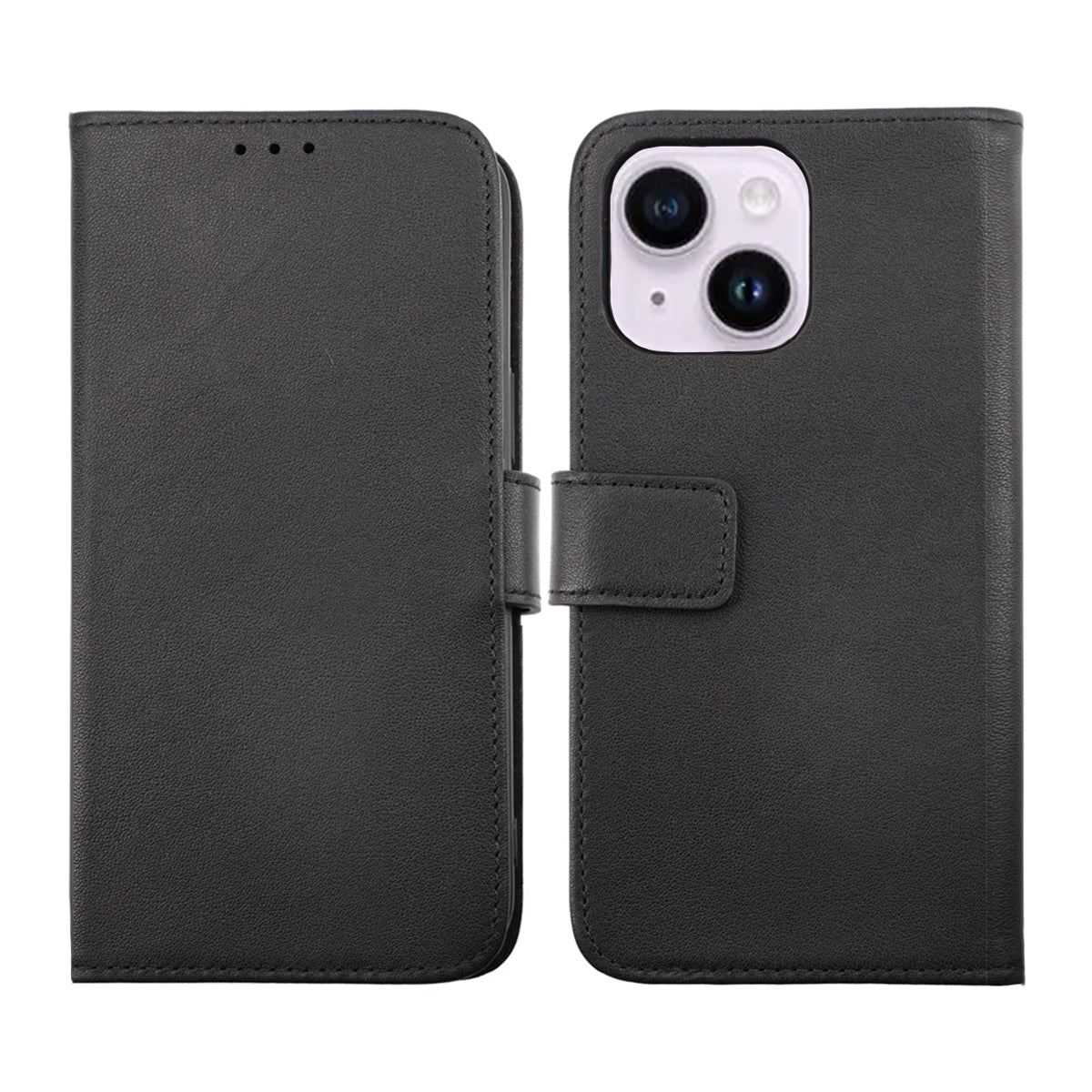 iPhone 14 Plånboksfodral Läder Rvelon - Svart