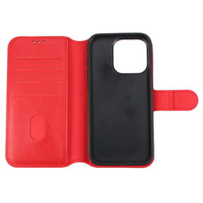 iPhone 15 Pro Plånboksfodral Magnet Rvelon - Röd