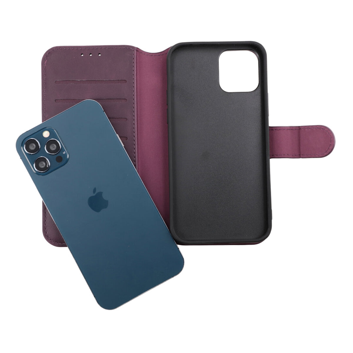 iPhone 12/12 Pro Plånboksfodral Magnet Rvelon - Mörklila