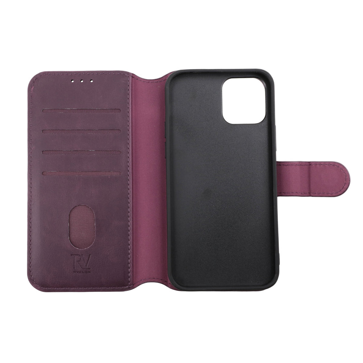 iPhone 12/12 Pro Plånboksfodral Magnet Rvelon - Mörklila