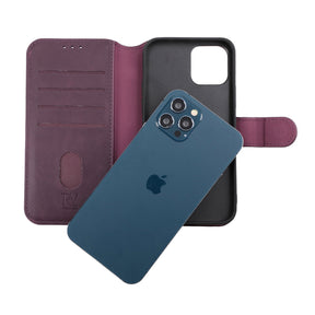 iPhone 12/12 Pro Plånboksfodral Magnet Rvelon - Mörklila