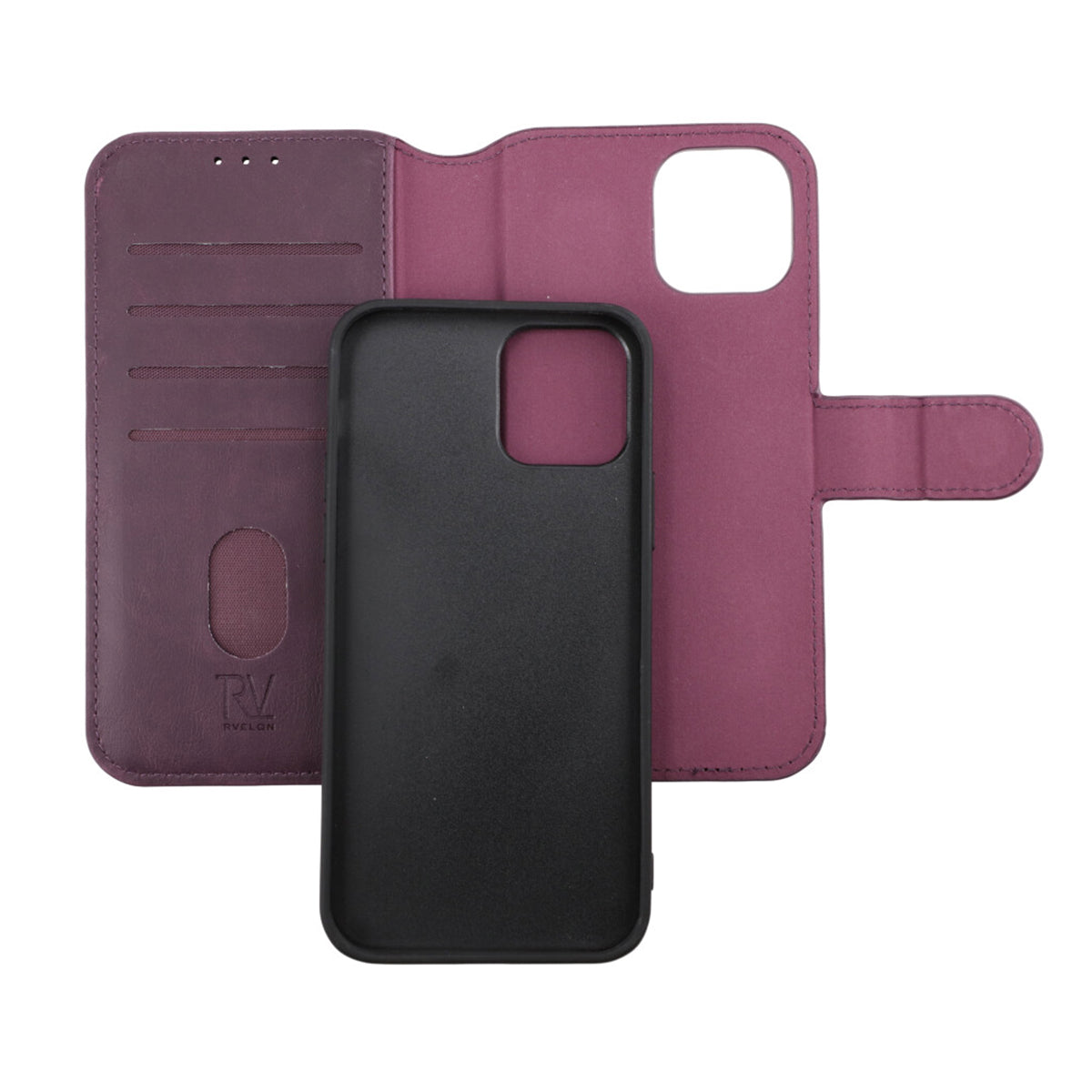 iPhone 12/12 Pro Plånboksfodral Magnet Rvelon - Mörklila