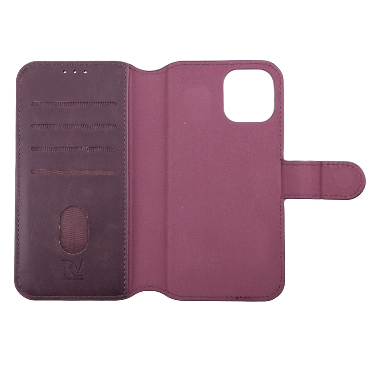 iPhone 12/12 Pro Plånboksfodral Magnet Rvelon - Mörklila