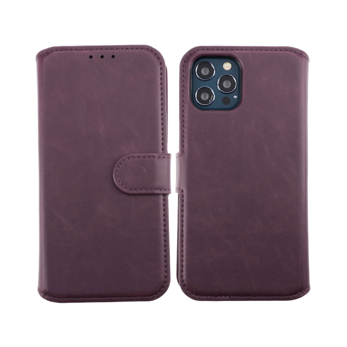 iPhone 12/12 Pro Plånboksfodral Magnet Rvelon - Mörklila