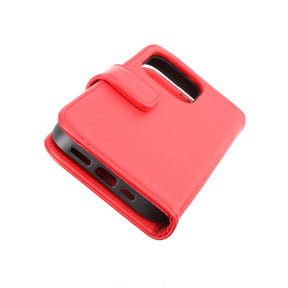iPhone 14 Pro Max Plånboksfodral Läder Rvelon - Röd