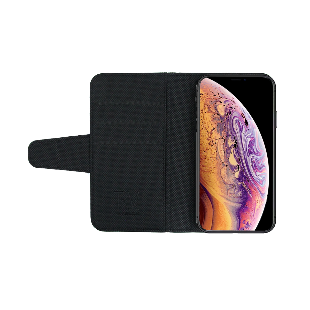 iPhone XS Max Plånboksfodral Extra Kortfack Rvelon - Svart